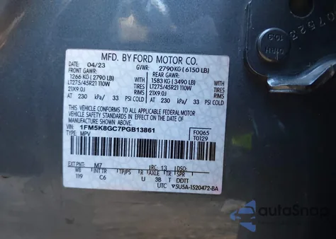 2023 Ford Explorer St from USA, damaged, VIN 1FM5K8GC7PGB13861